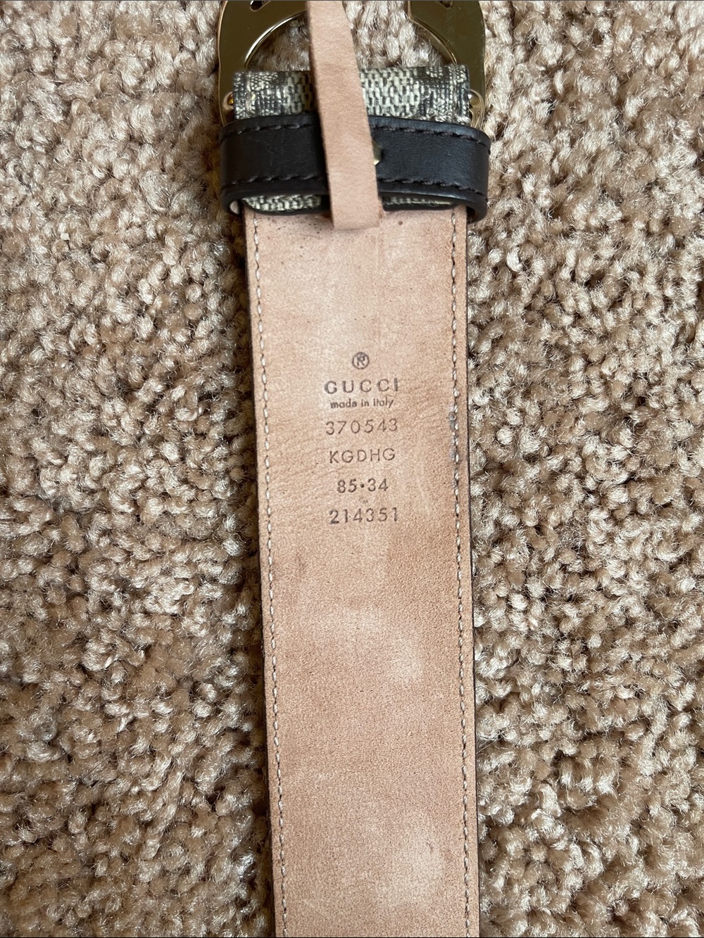 Gucci Interlocking GG Supreme Canvas Leather Belt Beige Women’s US 85/34 - Picture 6 of 16
